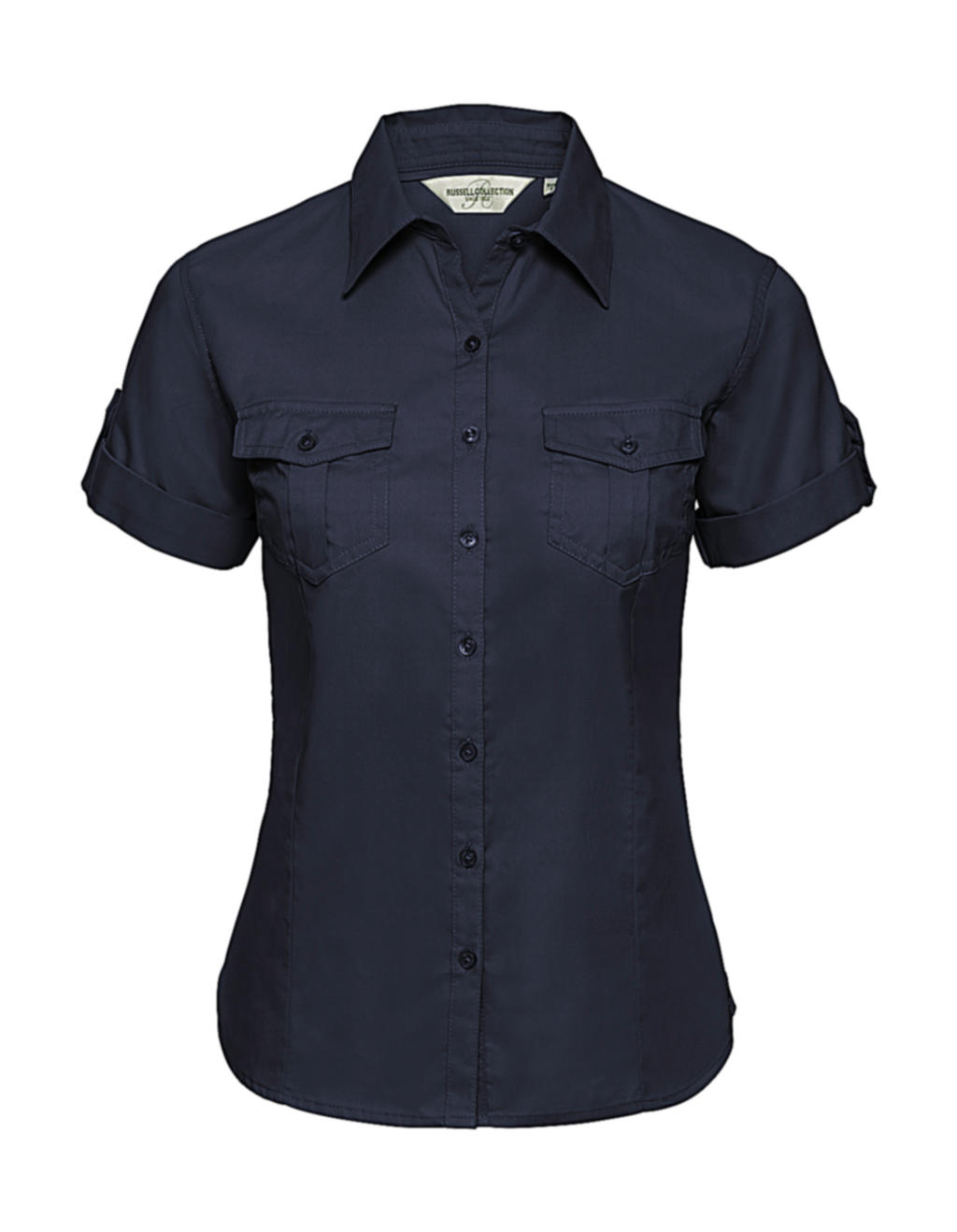  Ladies Roll Sleeve Shirt in Farbe French Navy