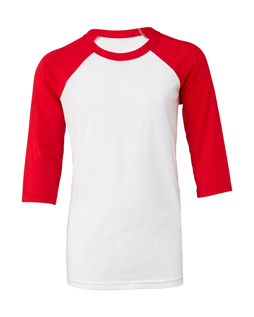  Youth 3/4 Sleeve Baseball Tee in Farbe White/Red
