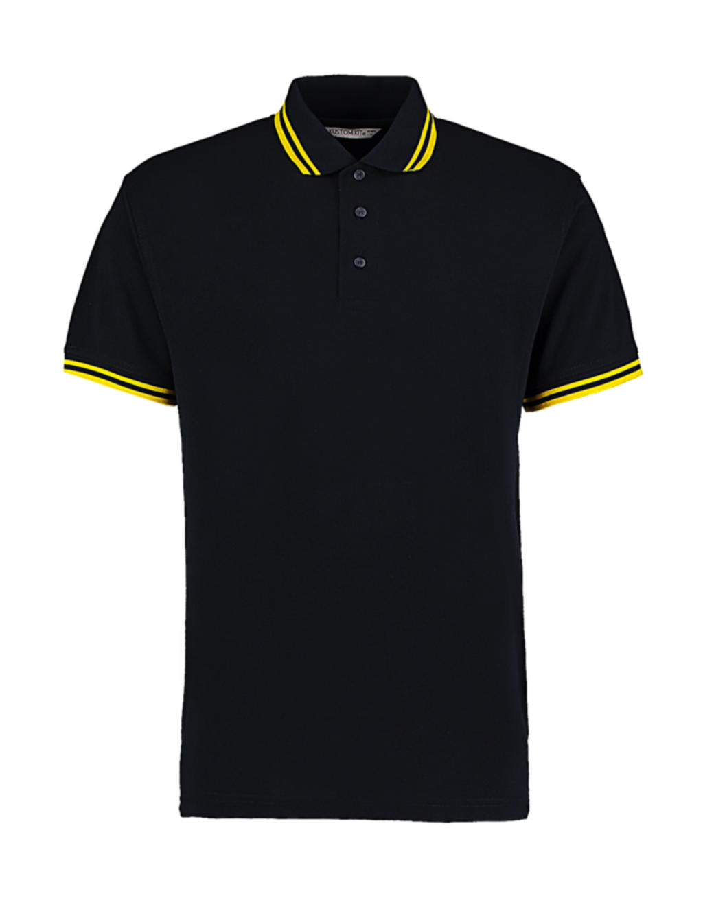  Classic Fit Tipped Collar Polo in Farbe Navy/Sun Yellow