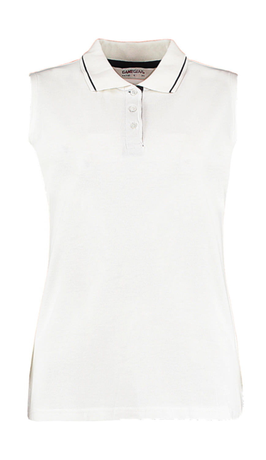  Womens Classic Fit Sleeveless Polo in Farbe White/Navy