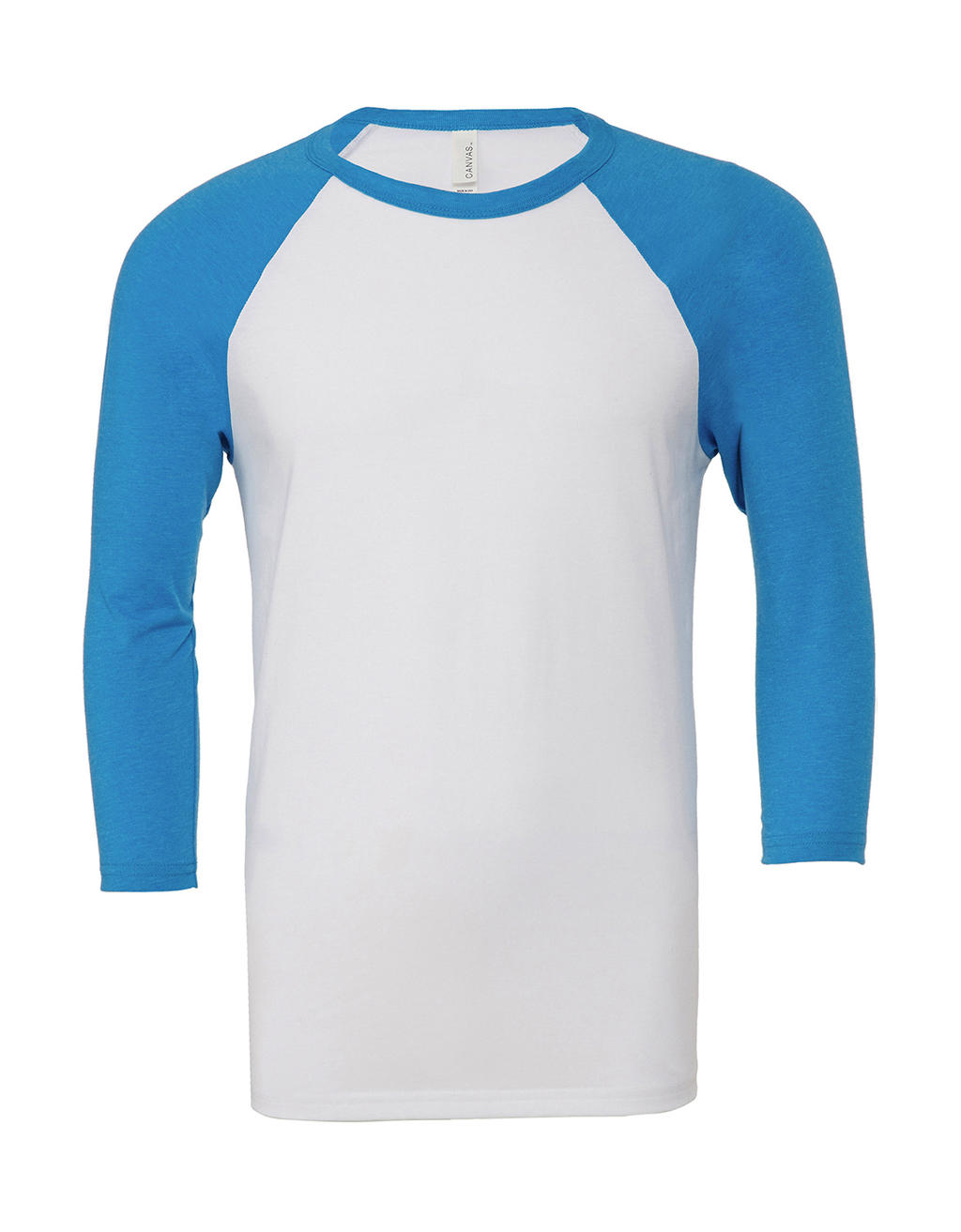 Unisex 3/4 Sleeve Baseball T-Shirt in Farbe White/Neon Blue