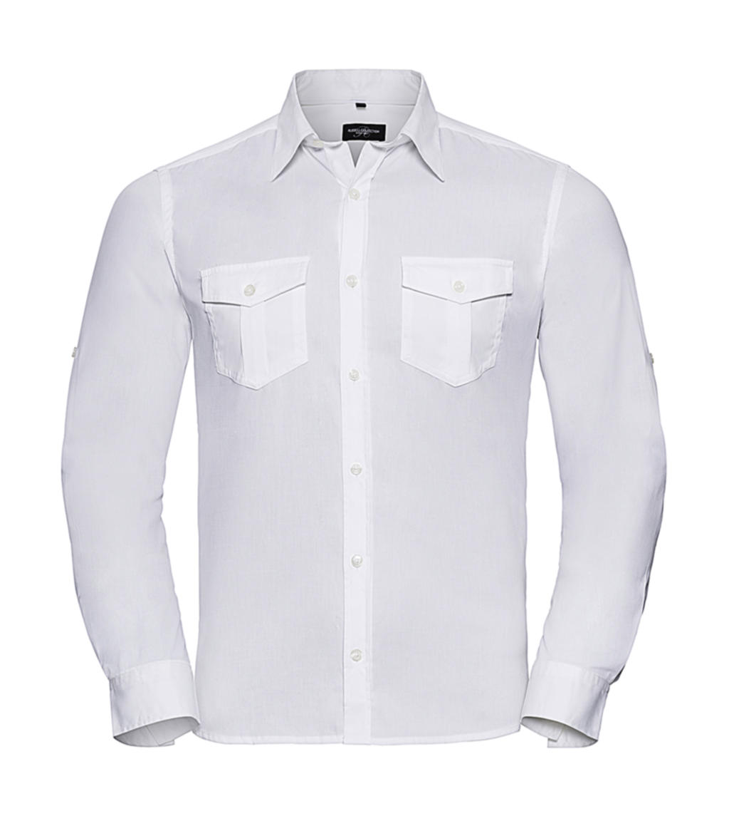  Mens Roll Sleeve Shirt LS  in Farbe White