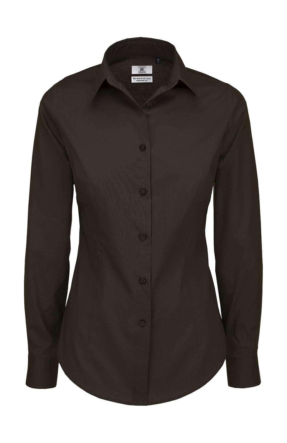  Black Tie LSL/women Poplin Shirt in Farbe Coffee Bean
