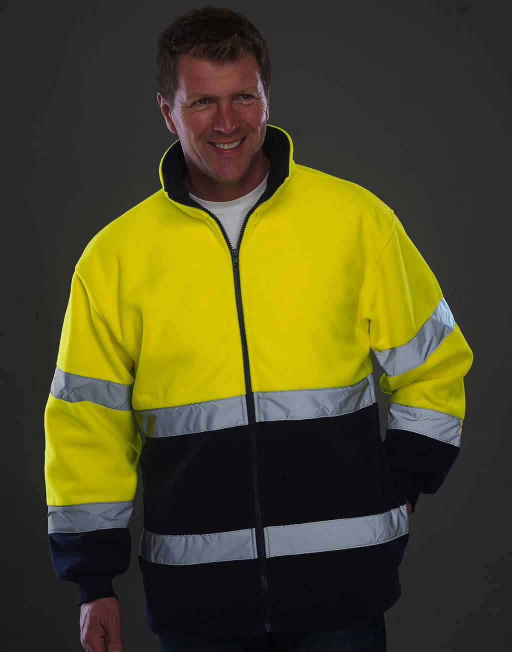  Fluo 2-Tone Fleece Jacket in Farbe Fluo Yellow/Navy