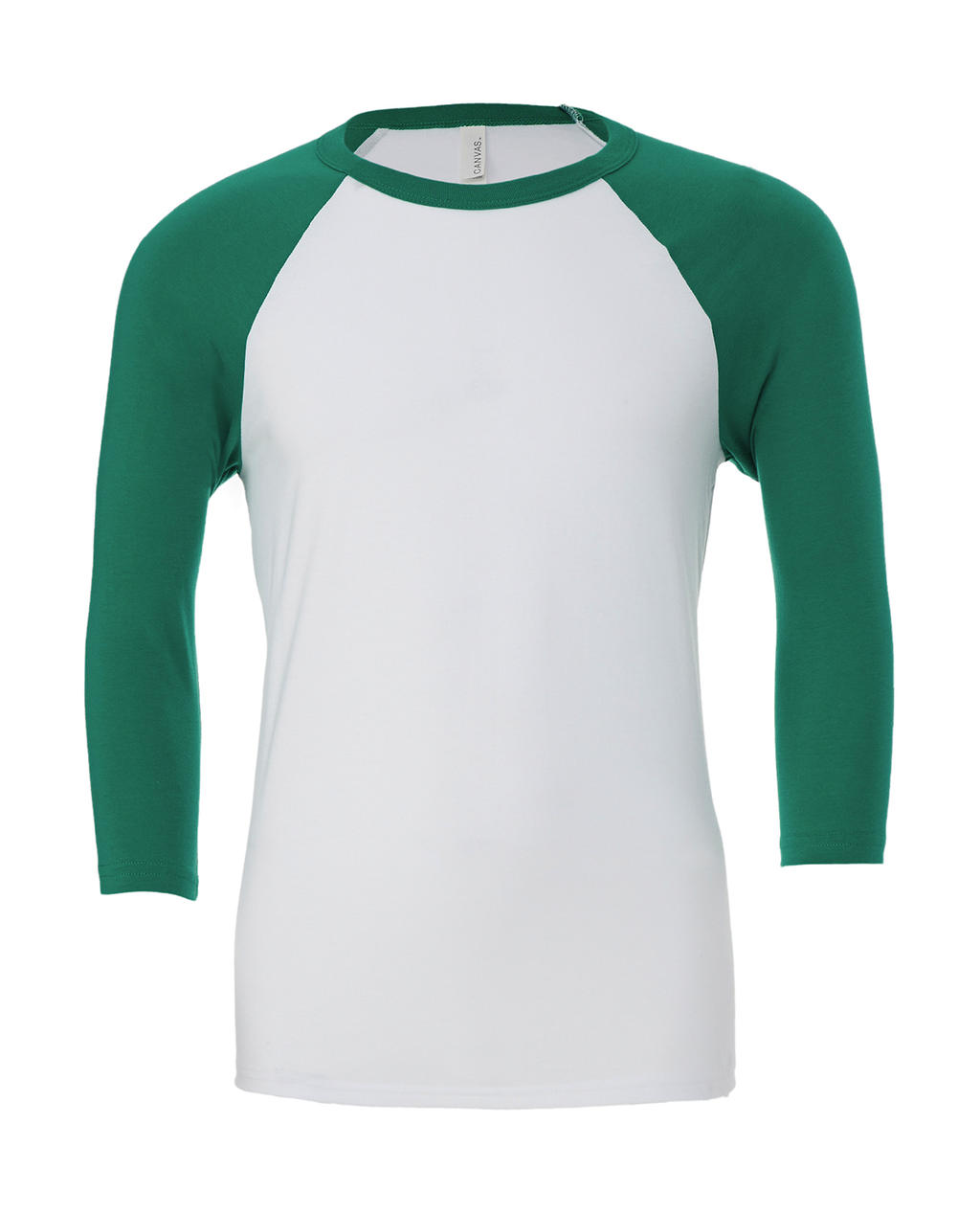  Unisex 3/4 Sleeve Baseball T-Shirt in Farbe White/Kelly Green