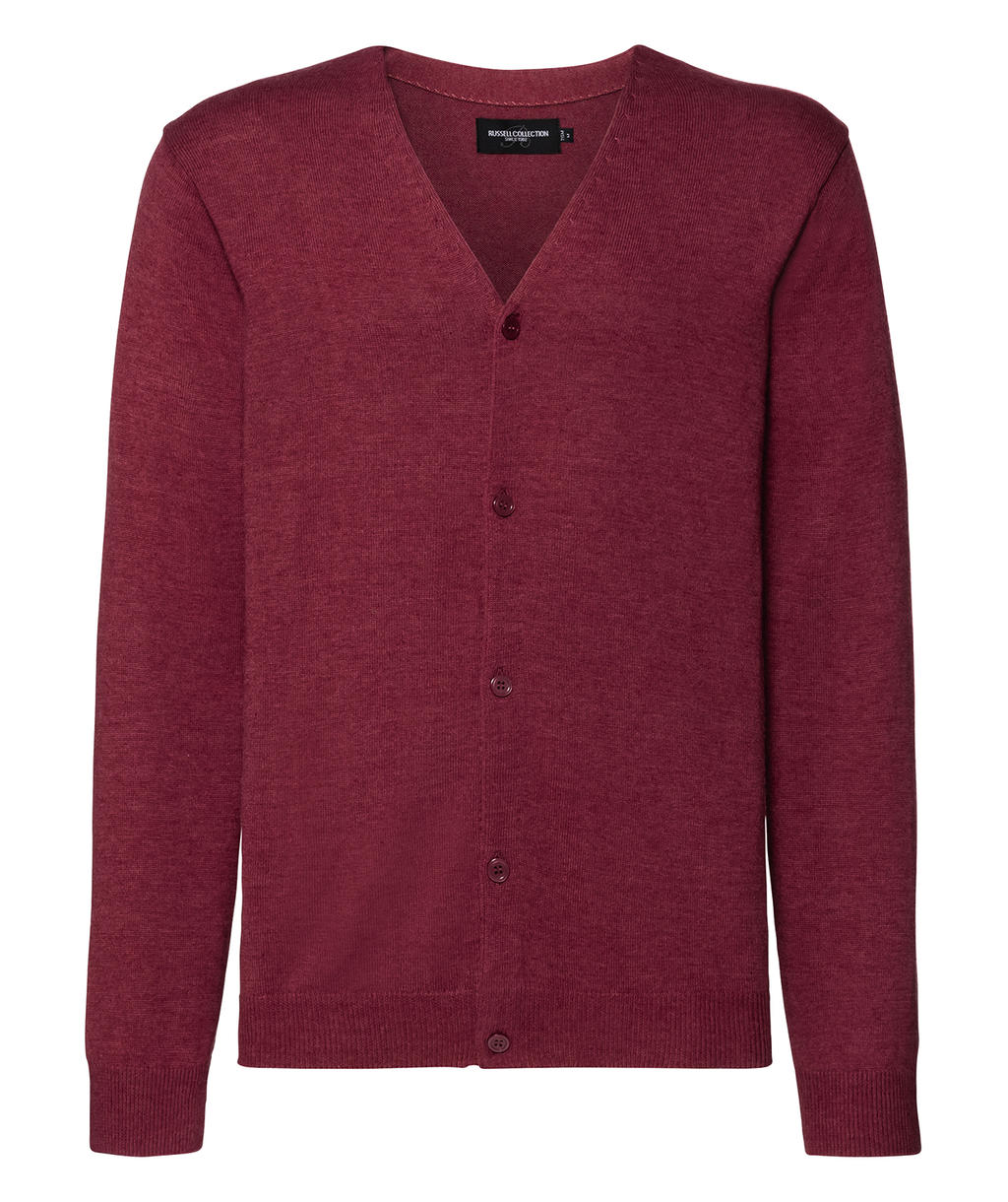  Mens V-Neck Knitted Cardigan in Farbe Cranberry Marl