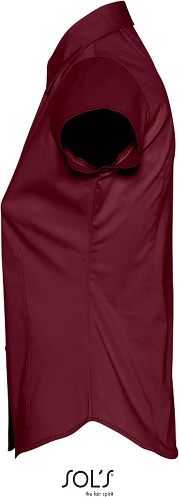 Hemd Excess Damen Stretch Bluse Kurzarm in Farbe medium burgundy