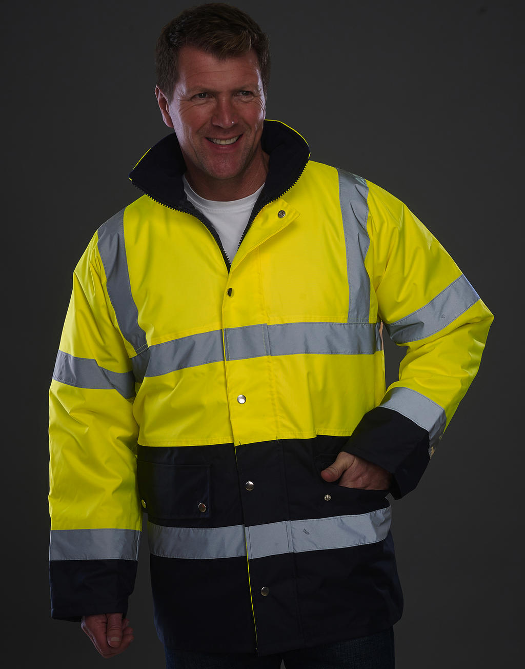  Fluo 2 Tone Motorway Jacket in Farbe Fluo Yellow/Navy
