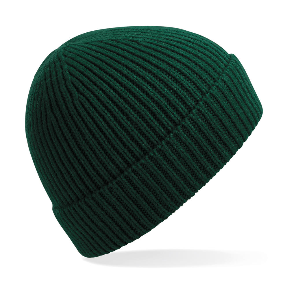  Engineered Knit Ribbed Beanie in Farbe Bottle Green