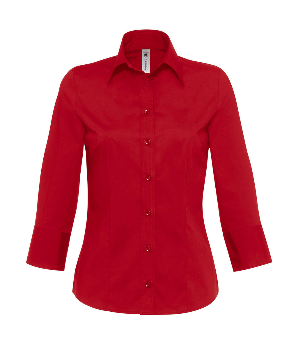  Milano/women Popelin Shirt 3/4 sleeves in Farbe Deep Red