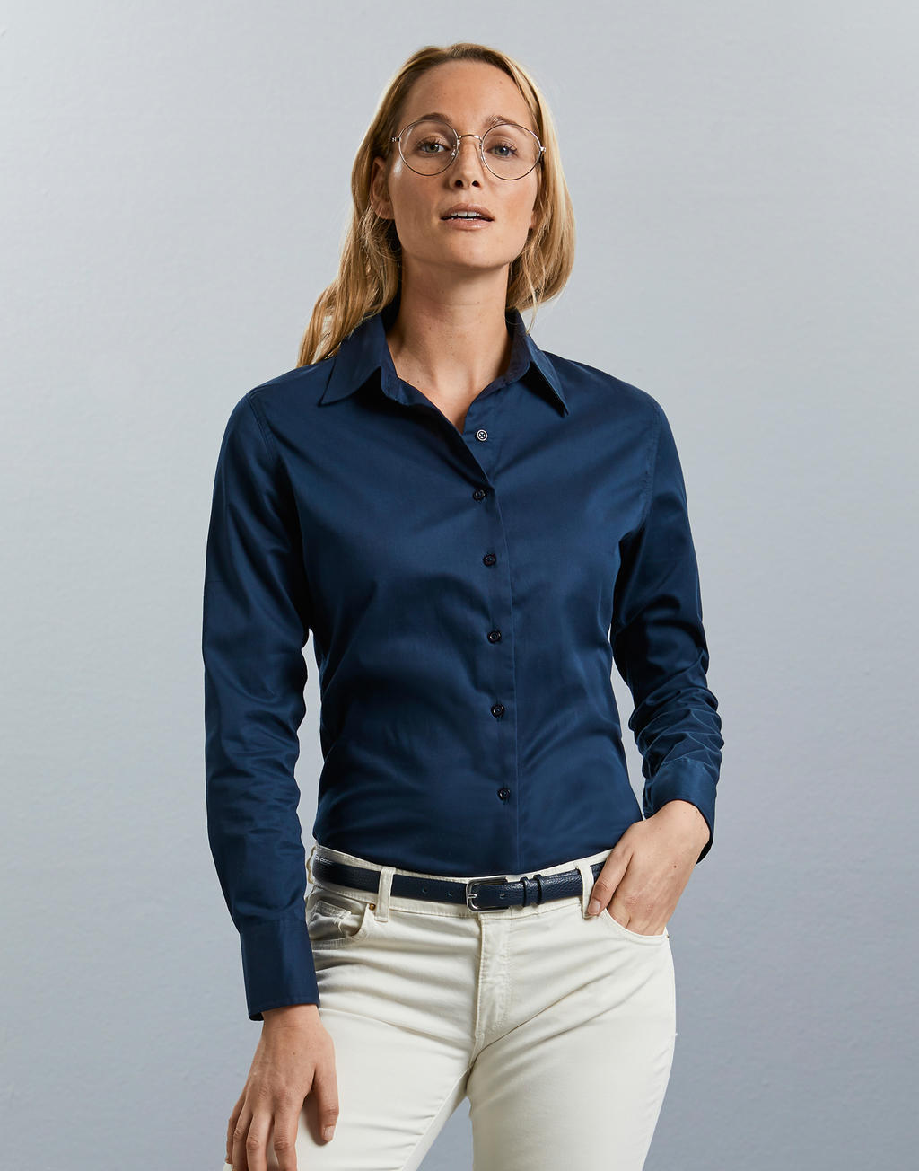  Ladies Classic Twill Shirt LS  in Farbe White