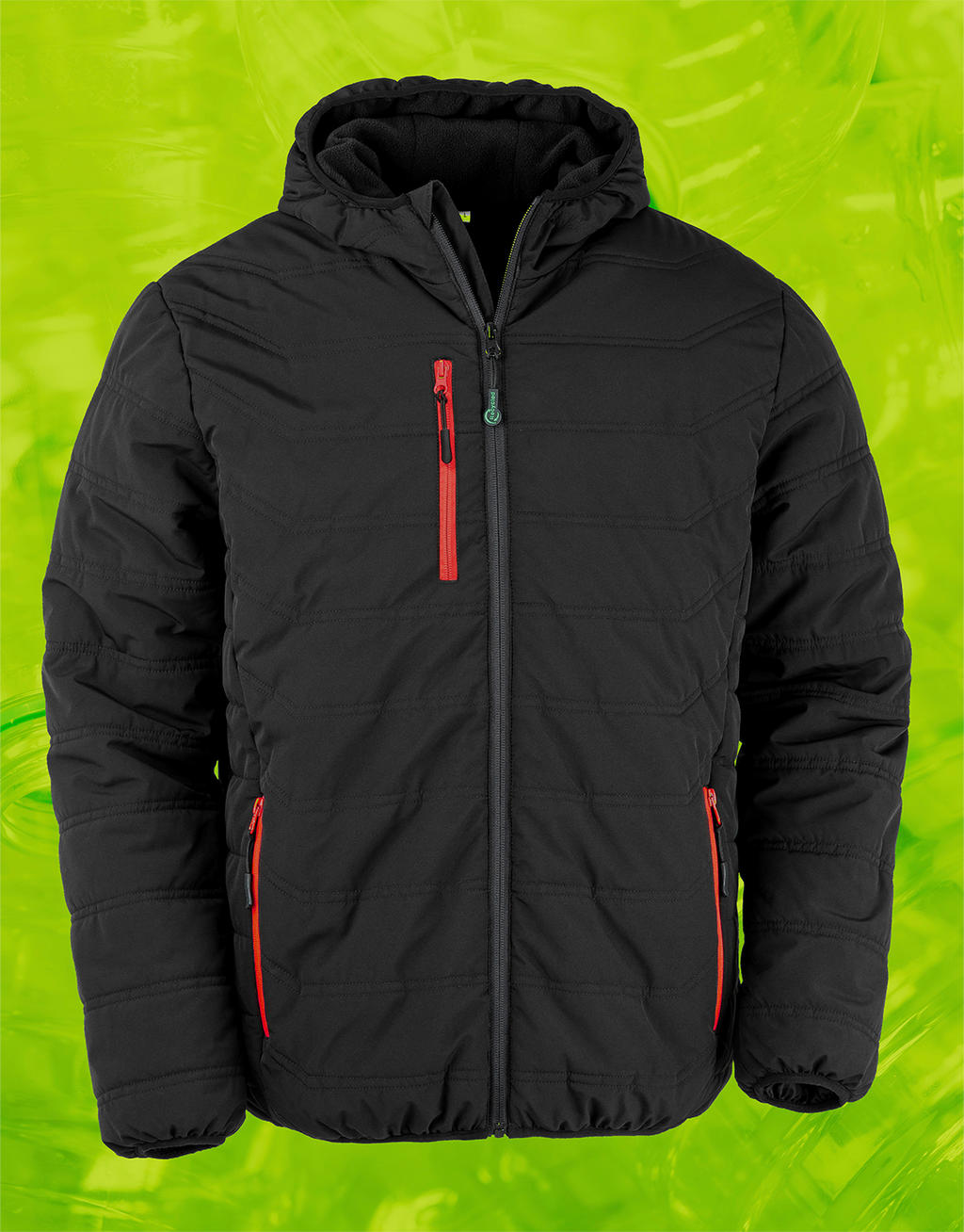  Black Compass Padded Winter Jacket in Farbe Black/Red