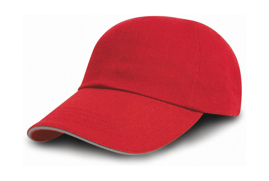  Brushed Cotton Drill Cap in Farbe Red/Putty