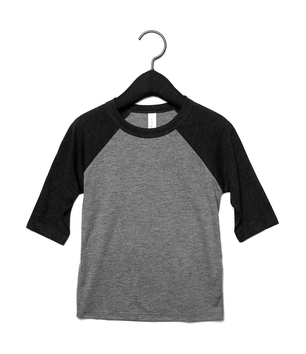  Toddler 3/4 Sleeve Baseball Tee in Farbe Grey/Charcoal-Black Triblend