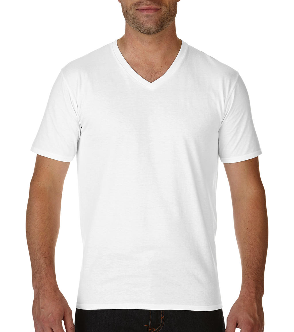  Premium Cotton Adult V-Neck T-Shirt in Farbe White