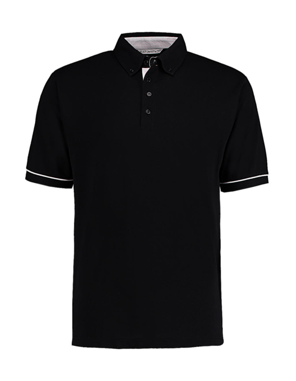  Classic Fit Button Down Contrast Polo Shirt in Farbe Black/White