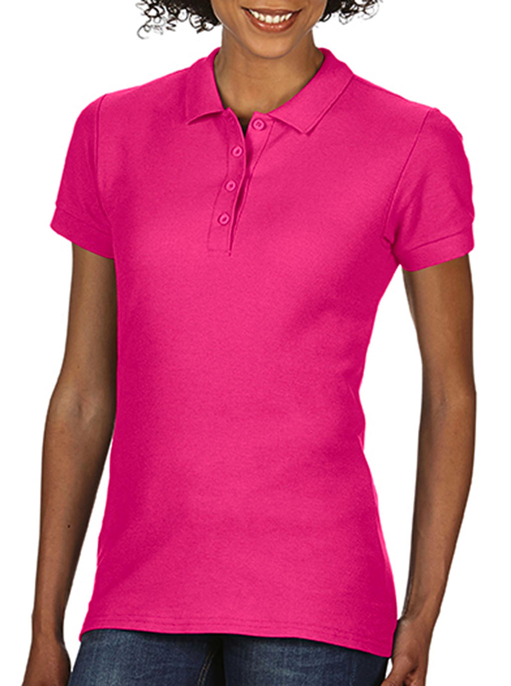  Softstyle? Ladies Double Pique Polo in Farbe Heliconia