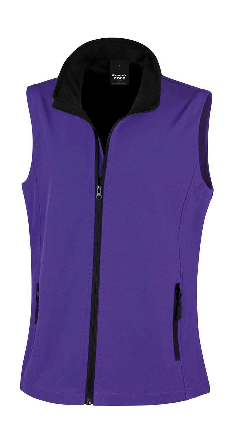  Womens Printable Softshell Bodywarmer in Farbe Purple/Black