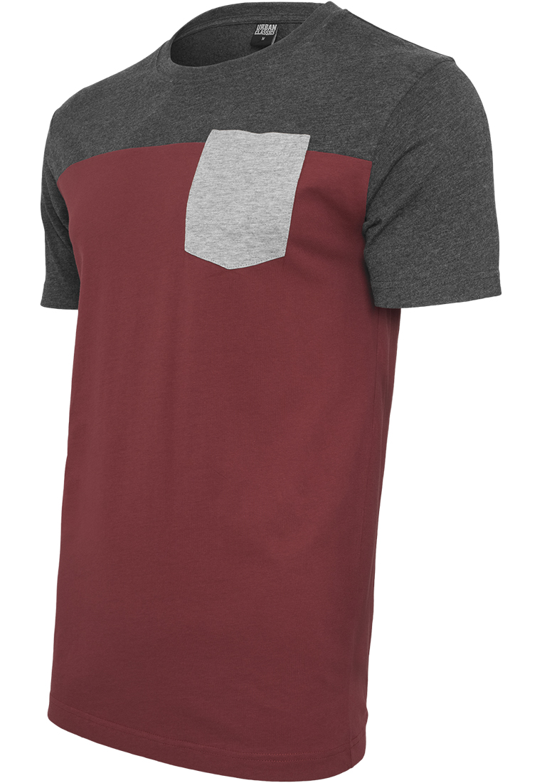 T-Shirts 3-Tone Pocket Tee in Farbe burgundy/cha/gry