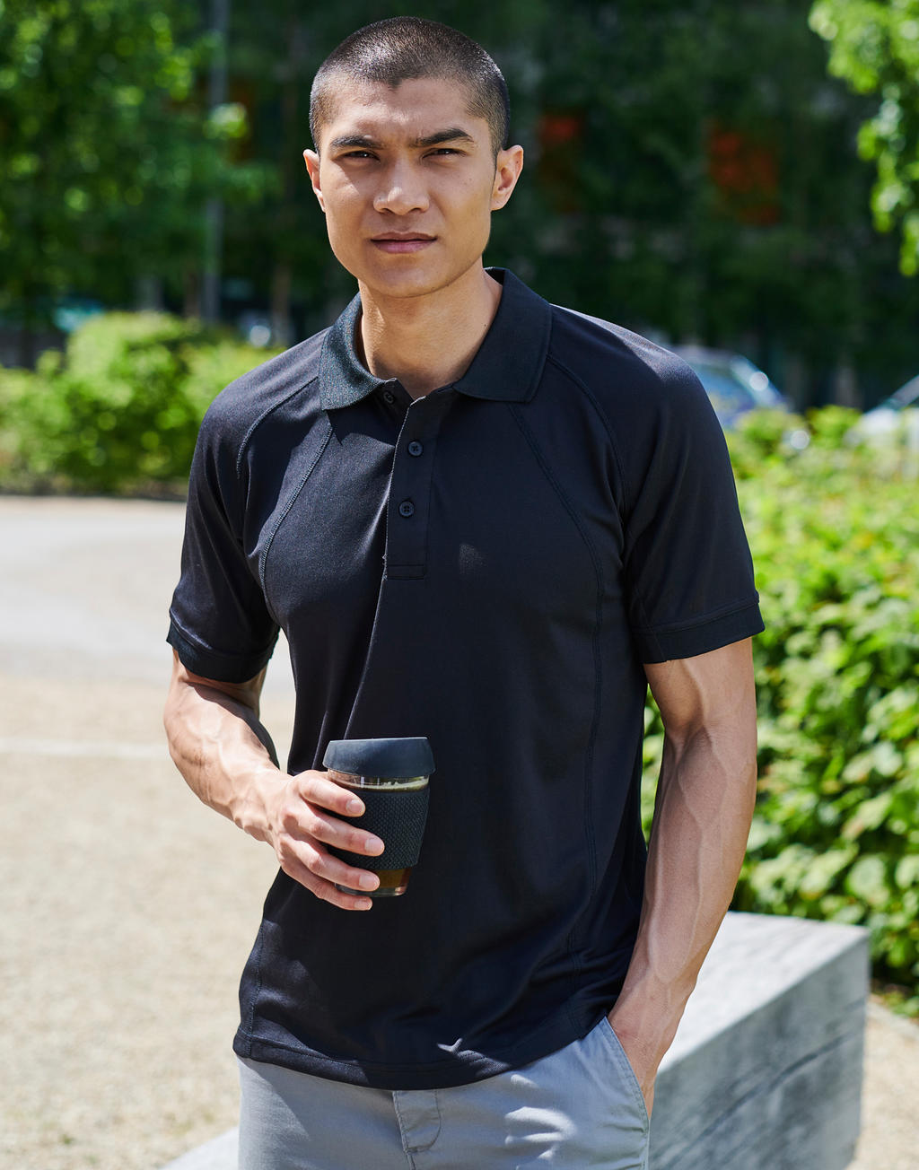  Coolweave Wicking Polo in Farbe Black