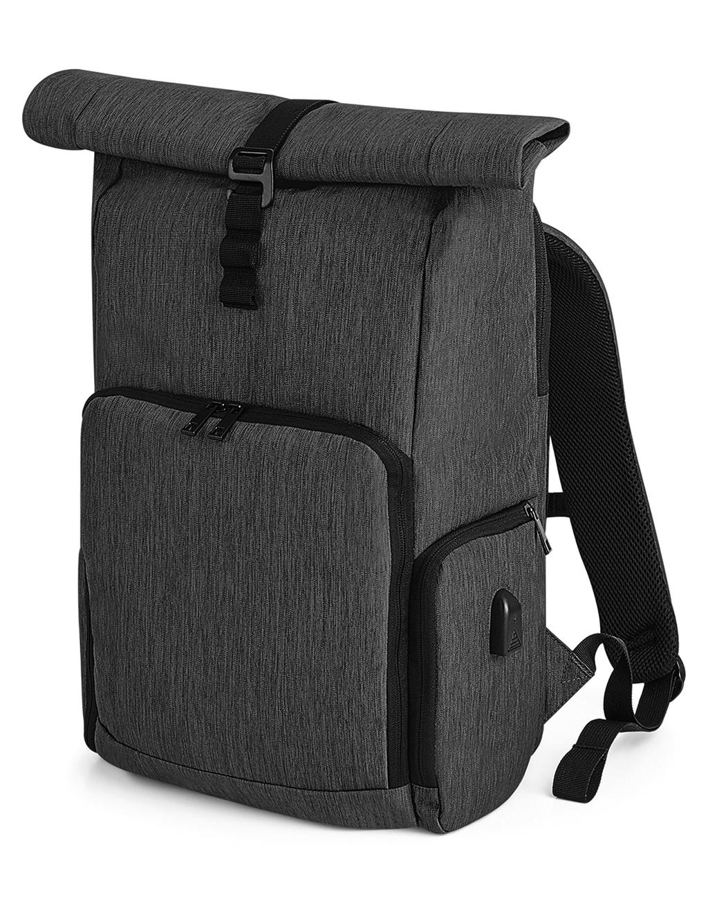  Q-Tech Charge Roll-Top Backpack in Farbe Black