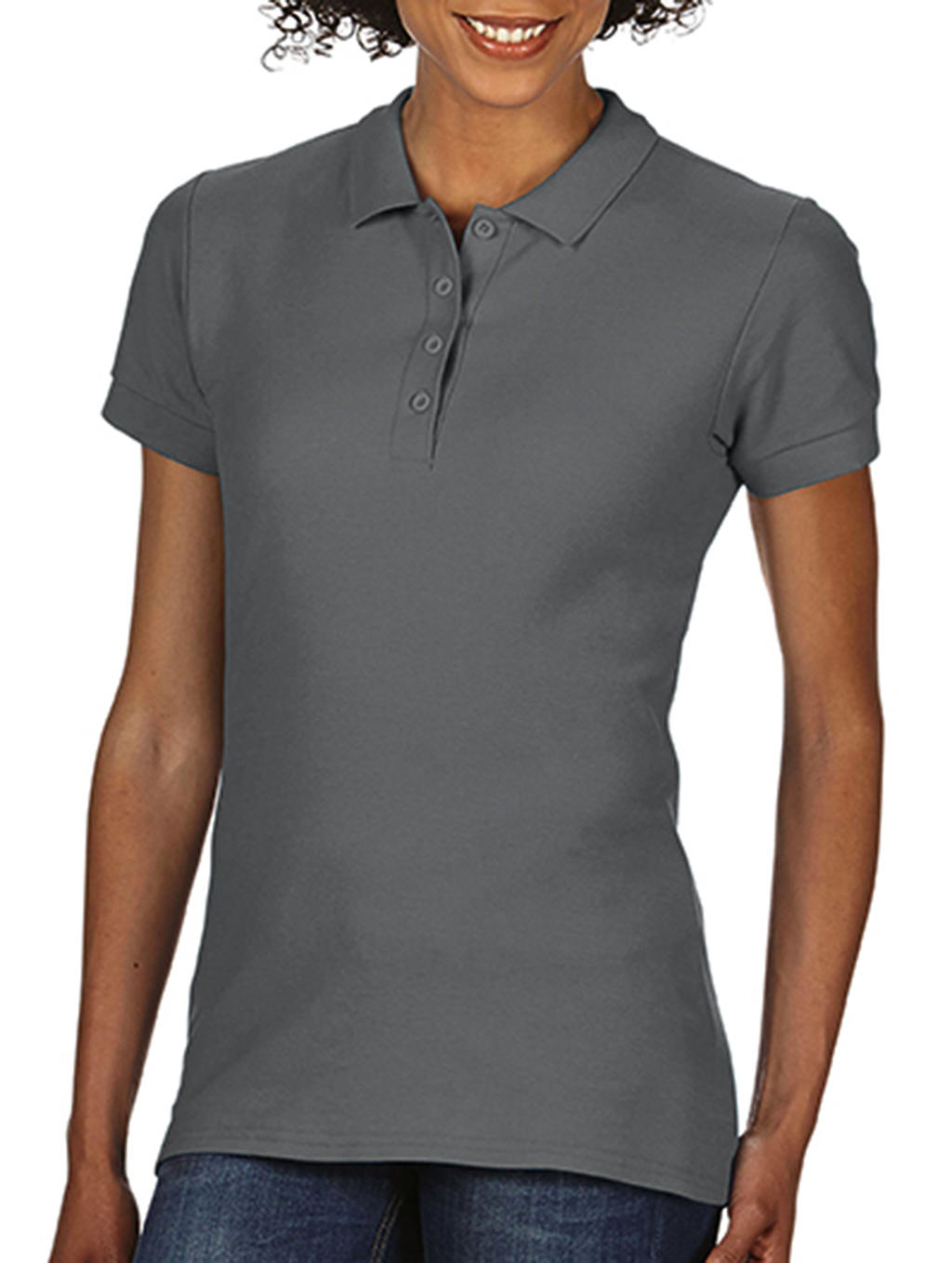  Softstyle? Ladies Double Pique Polo in Farbe Charcoal
