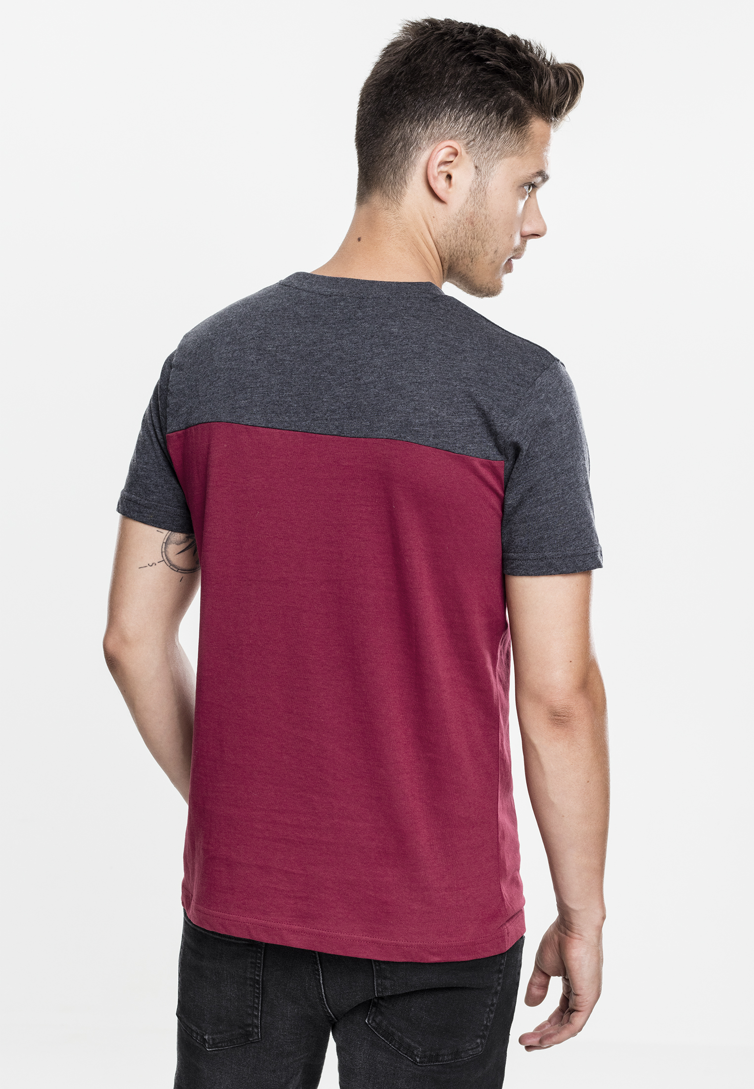 T-Shirts 3-Tone Pocket Tee in Farbe burgundy/cha/gry