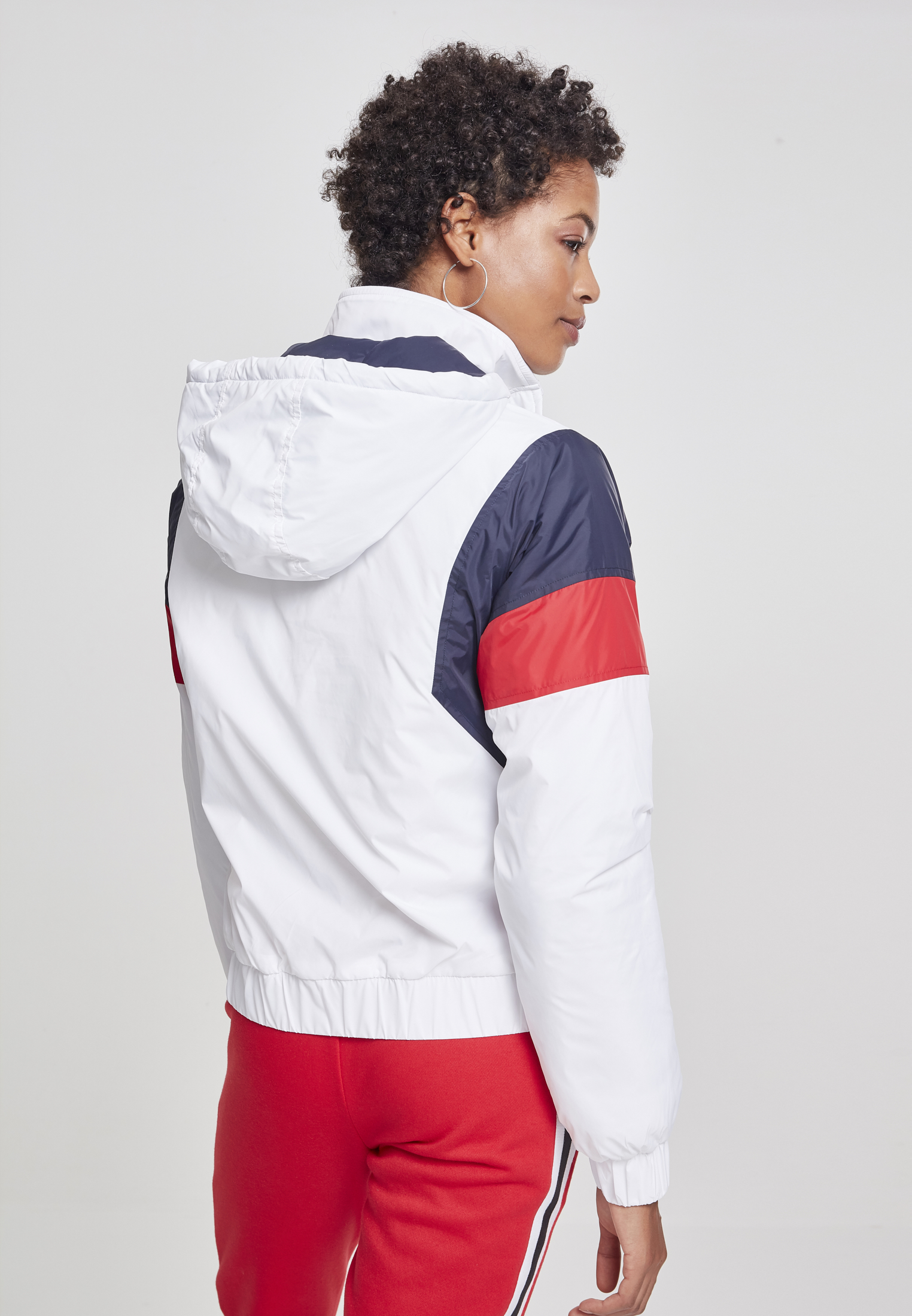Winter Jacken Ladies 3-Tone Padded Pull Over Jacket in Farbe white/navy/fire red