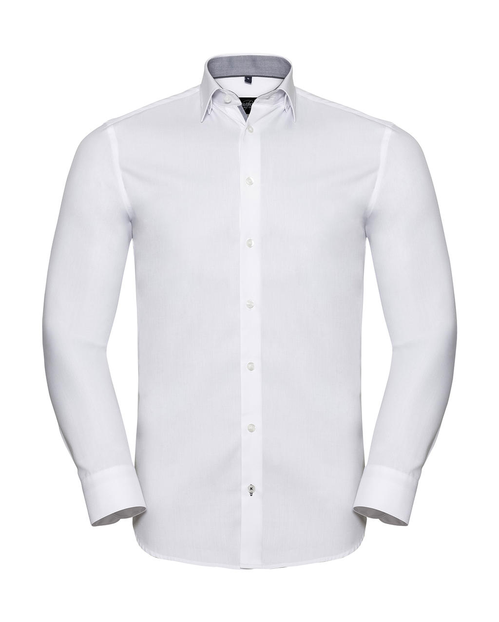  Tailored Contrast Herringbone Shirt LS in Farbe White/Silver/Convoy Grey