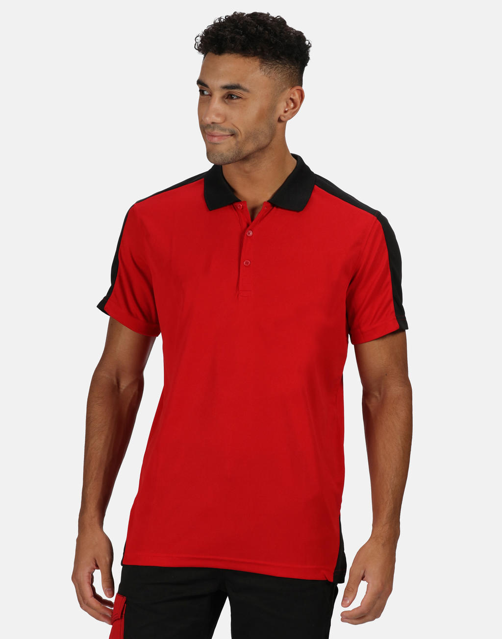  Contrast Coolweave Polo in Farbe Black/Seal Grey