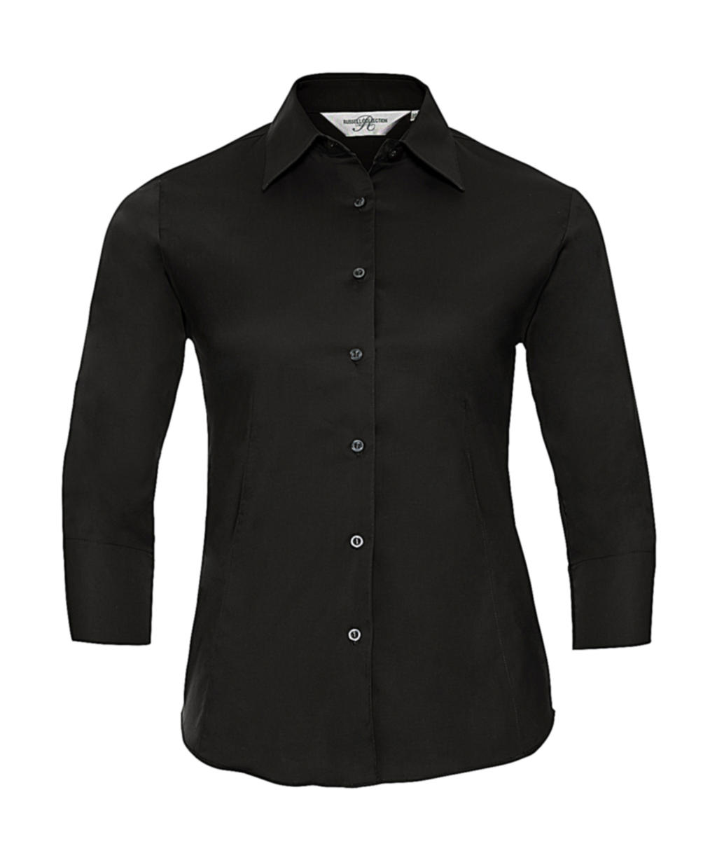  Ladies 3/4 Sleeve Easy Care Fitted Shirt in Farbe Black