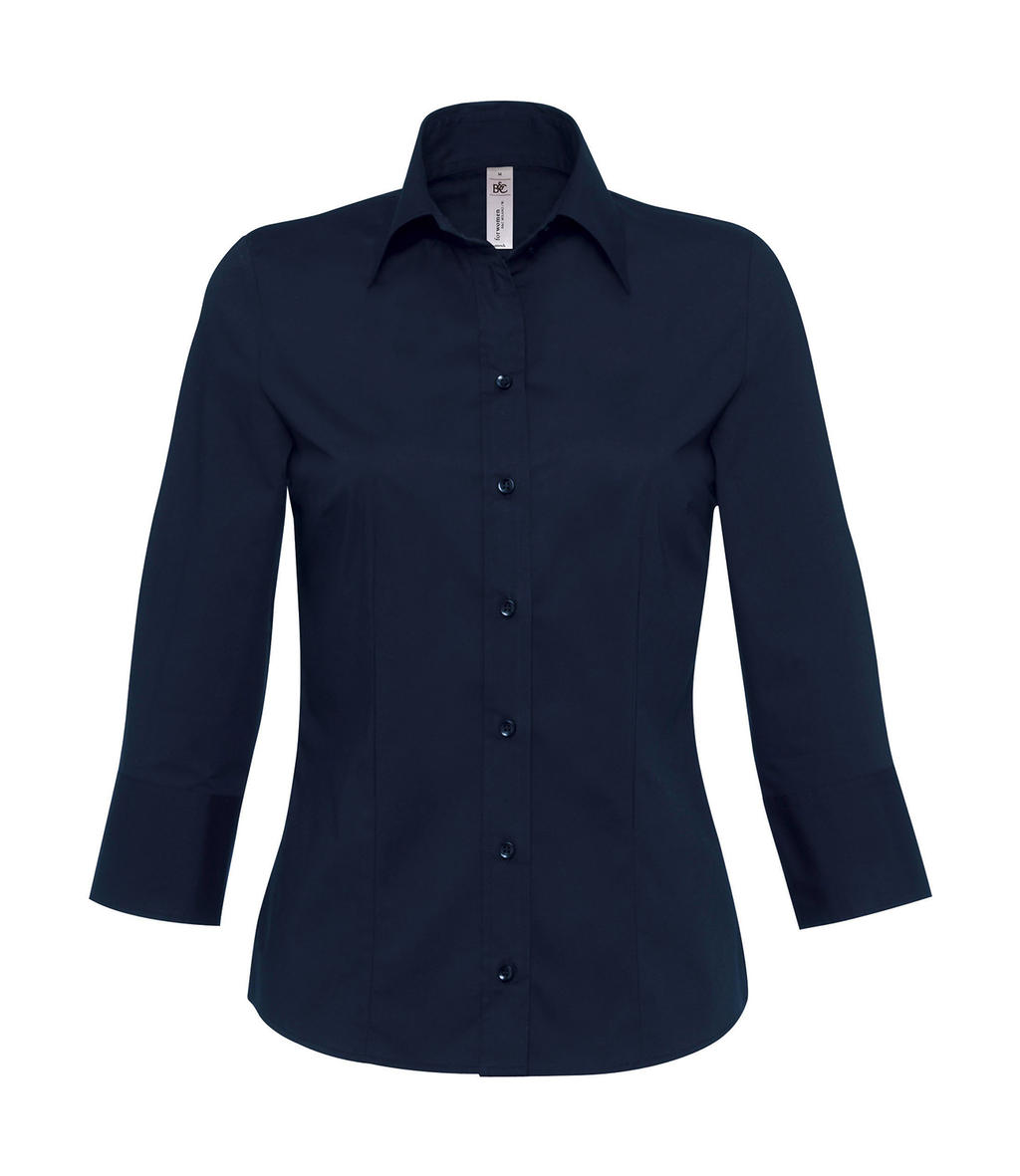 Milano/women Popelin Shirt 3/4 sleeves in Farbe Navy