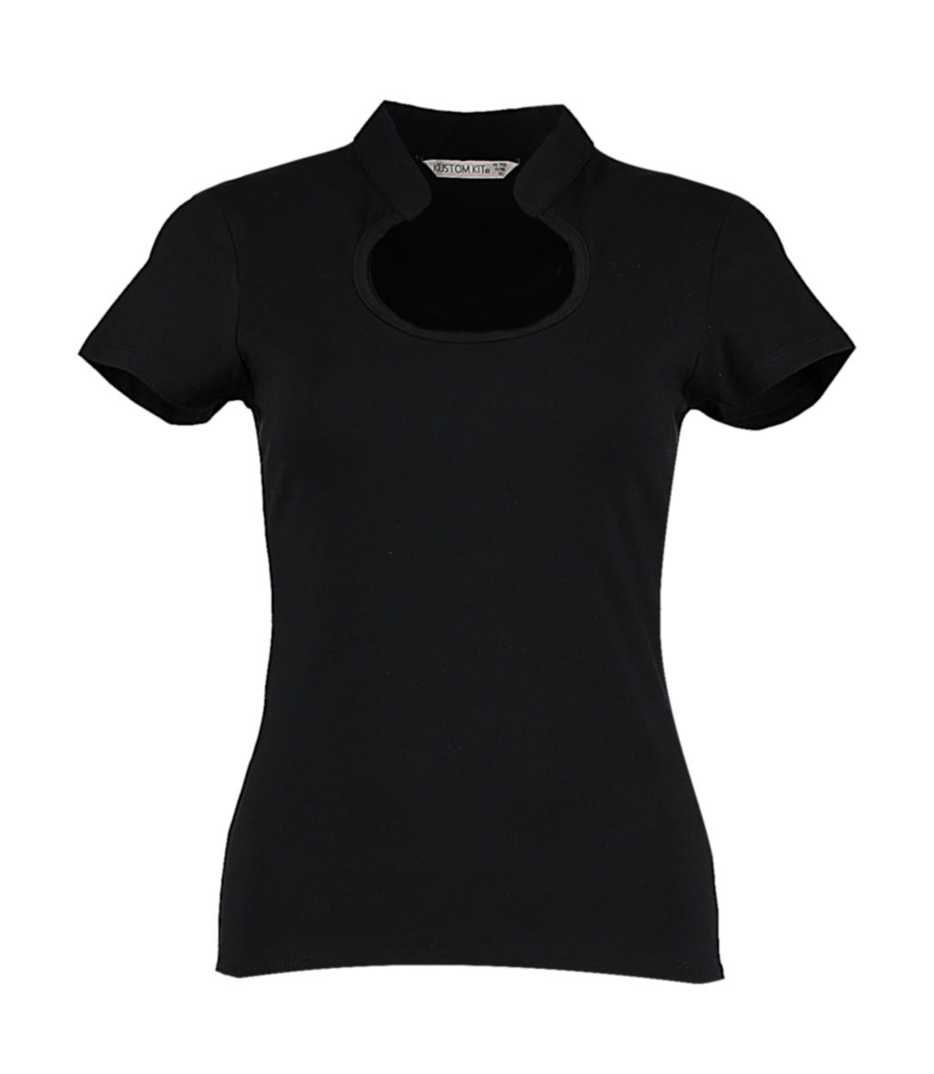  Regular Fit Keyhole Neck Top in Farbe Black