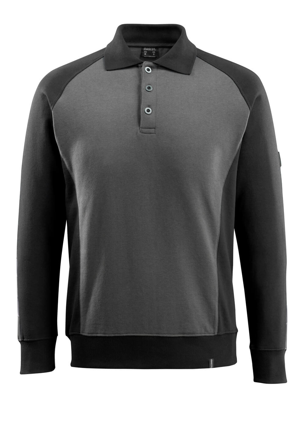 Polo-Sweatshirt UNIQUE Polo-Sweatshirt in Farbe Dunkelanthrazit/Schwarz