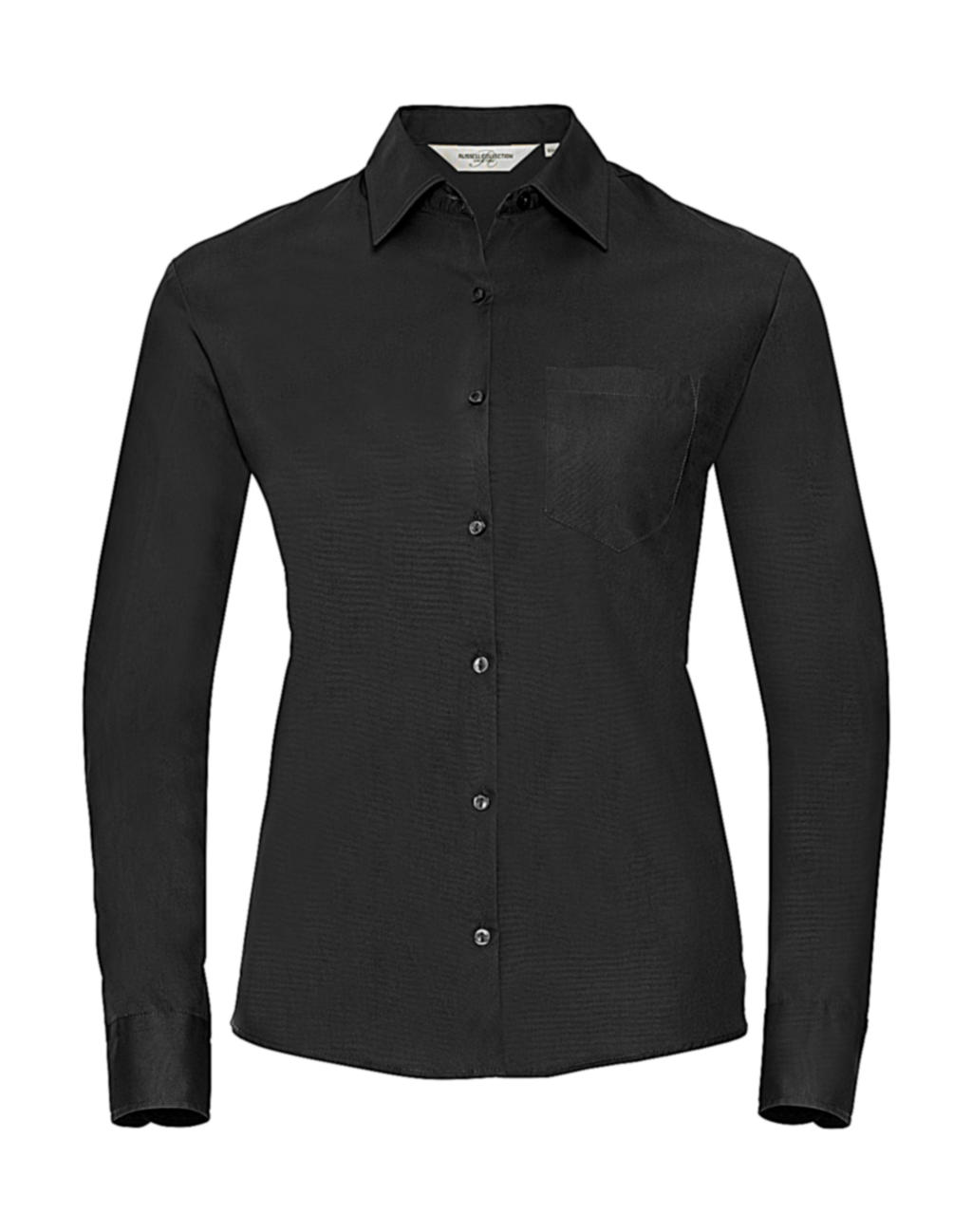  Ladies Cotton Poplin Shirt LS in Farbe Black