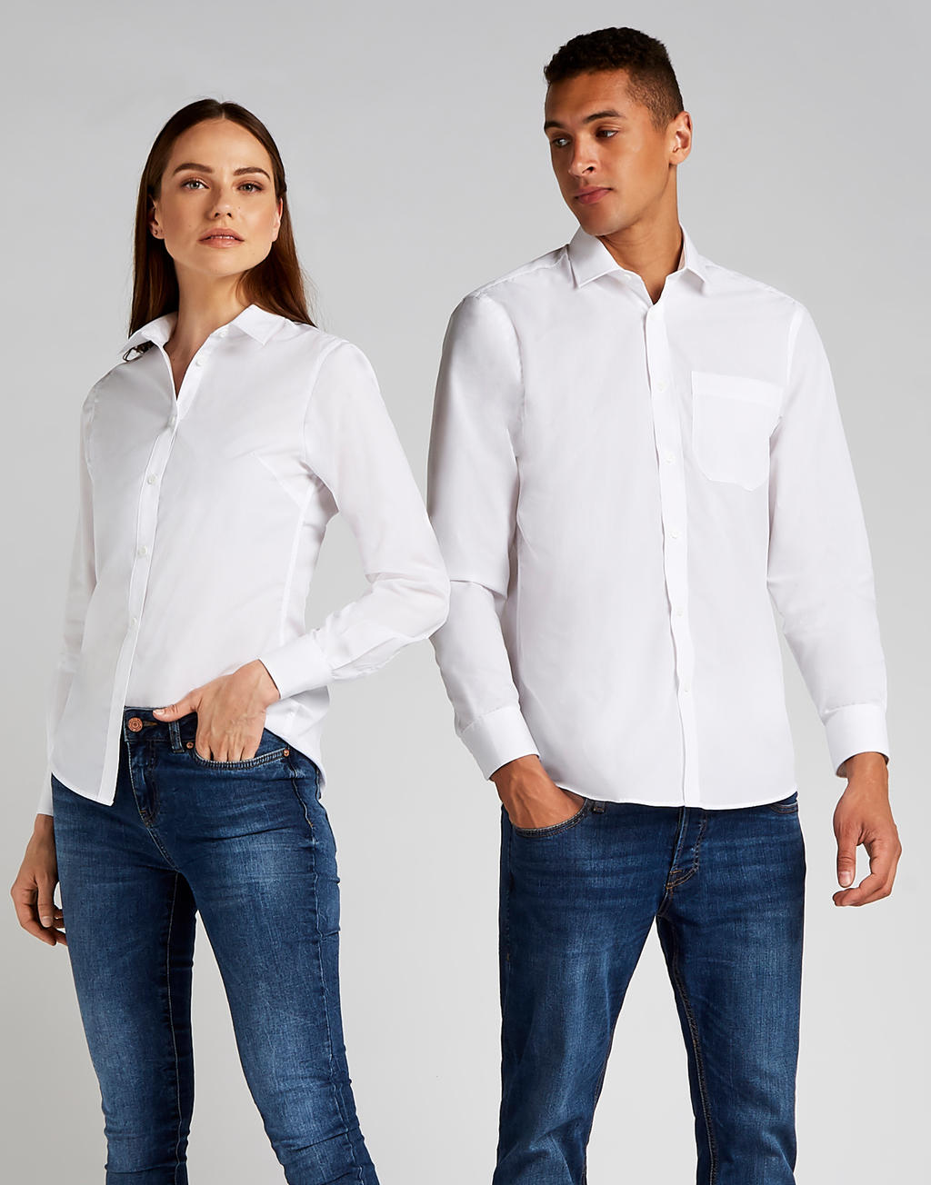  Womens Tailored Fit Poplin Shirt in Farbe White