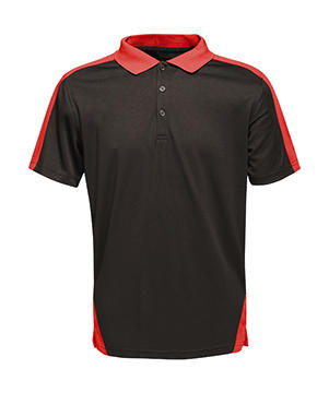  Contrast Coolweave Polo in Farbe Black/Classic Red