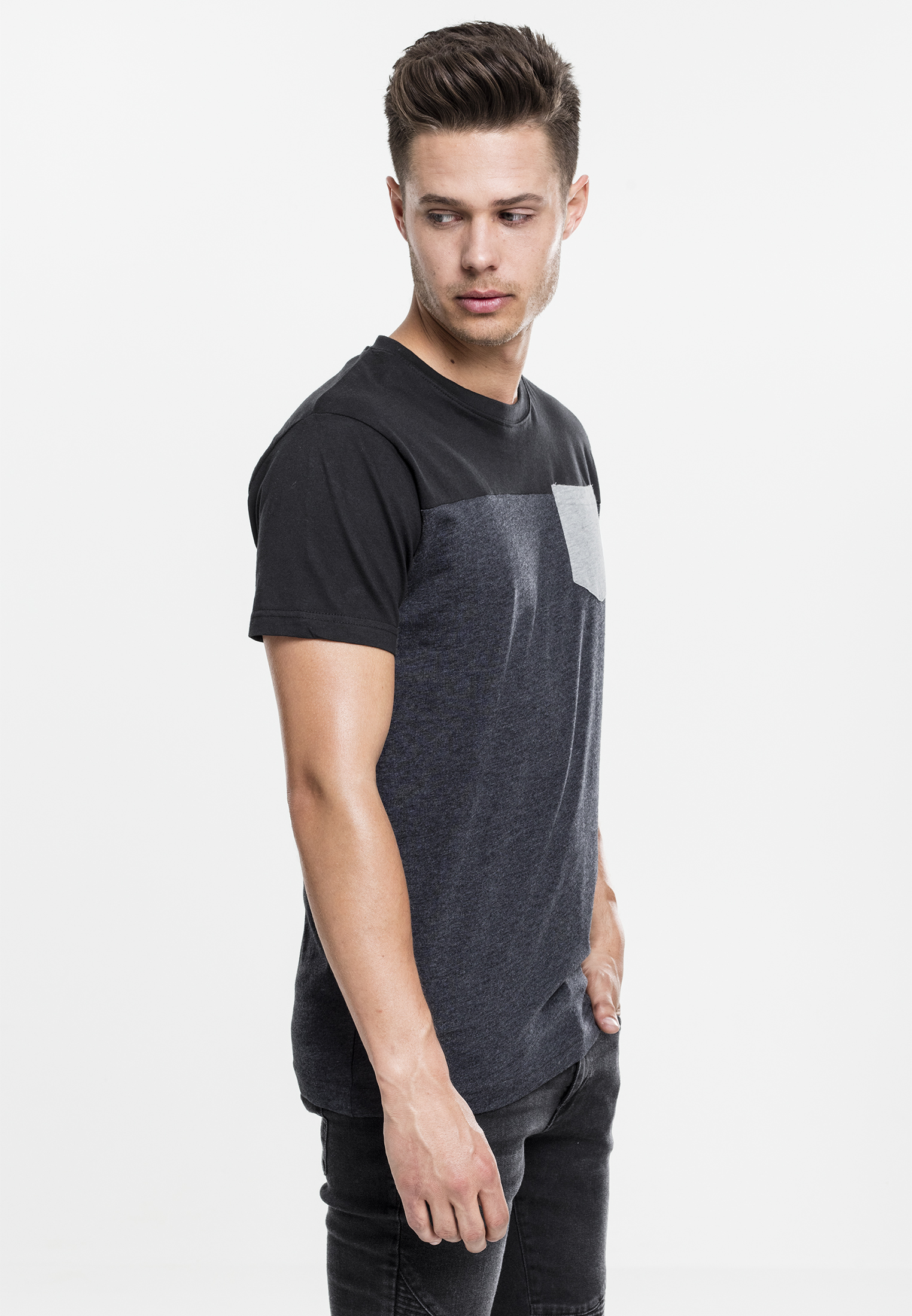 T-Shirts 3-Tone Pocket Tee in Farbe cha/blk/gry