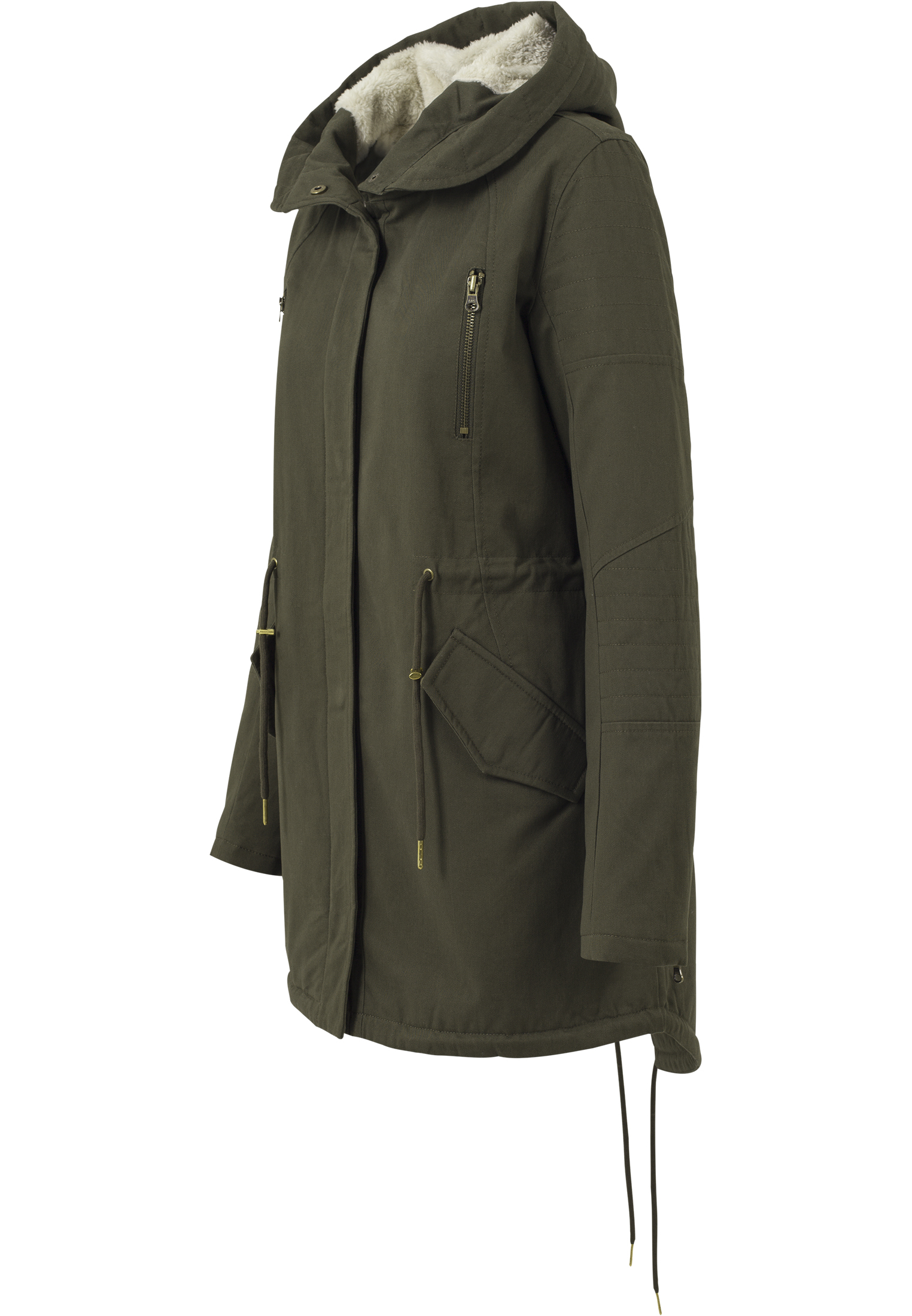Winter Jacken Ladies Sherpa Lined Cotton Parka in Farbe olive