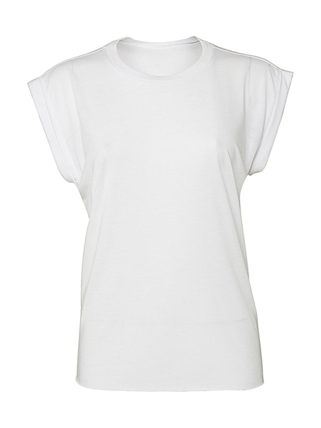  Womens Flowy Muscle Tee Rolled Cuff in Farbe White