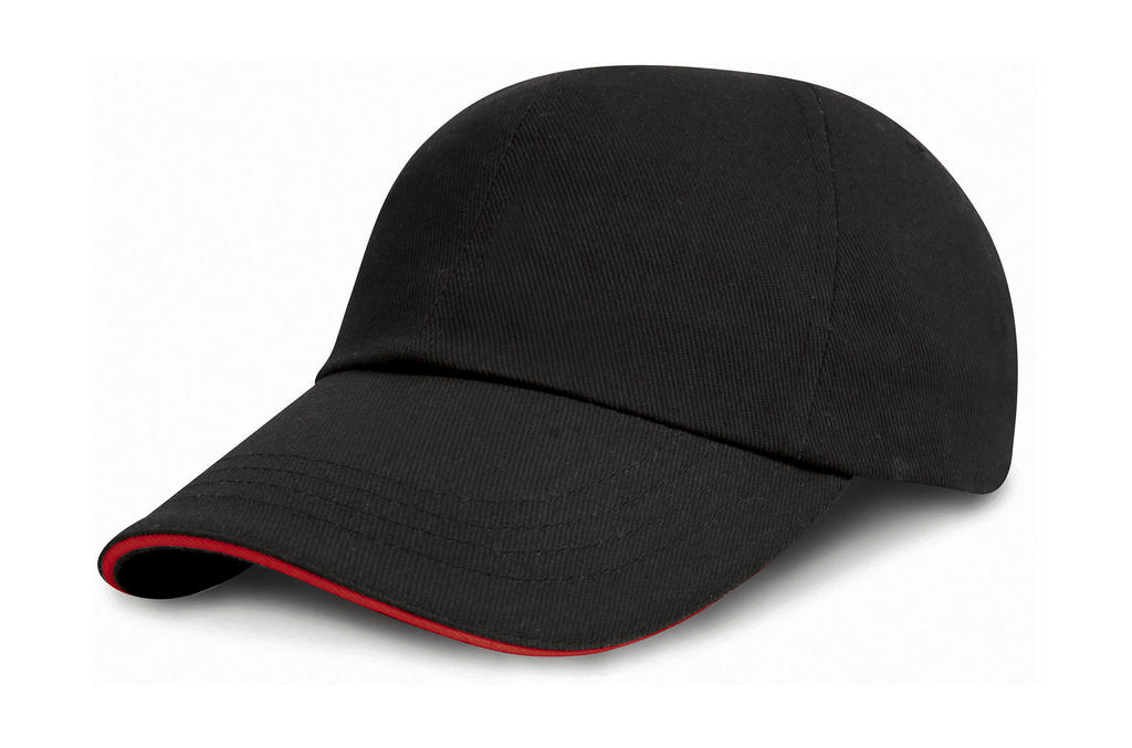  Brushed Cotton Sandwich Cap in Farbe Black/Red
