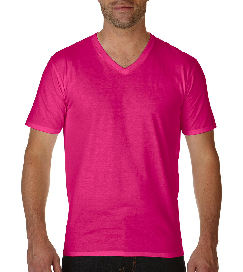  Premium Cotton Adult V-Neck T-Shirt in Farbe Heliconia