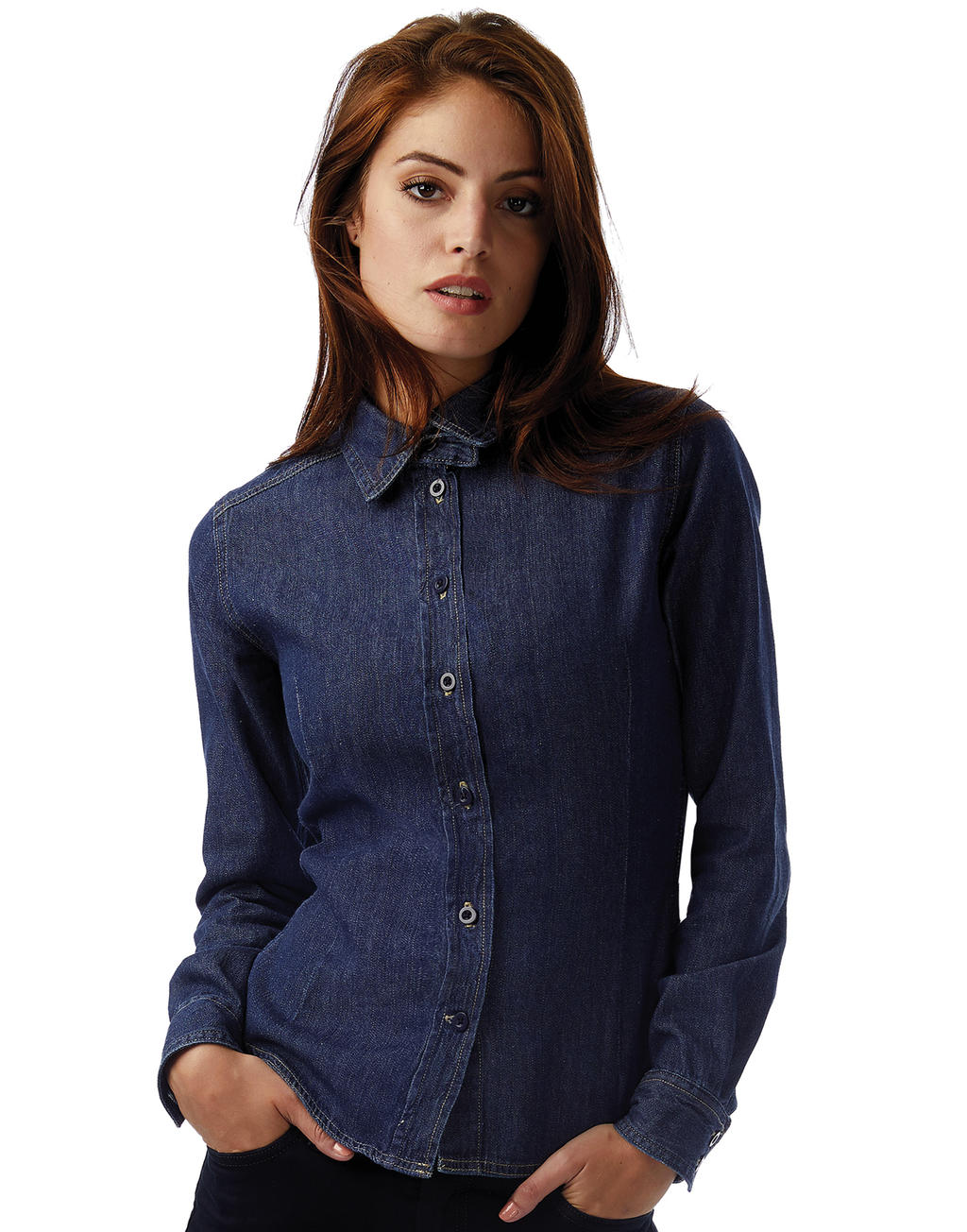  DNM Vision/women Denim Shirt LS in Farbe Deep Blue Denim