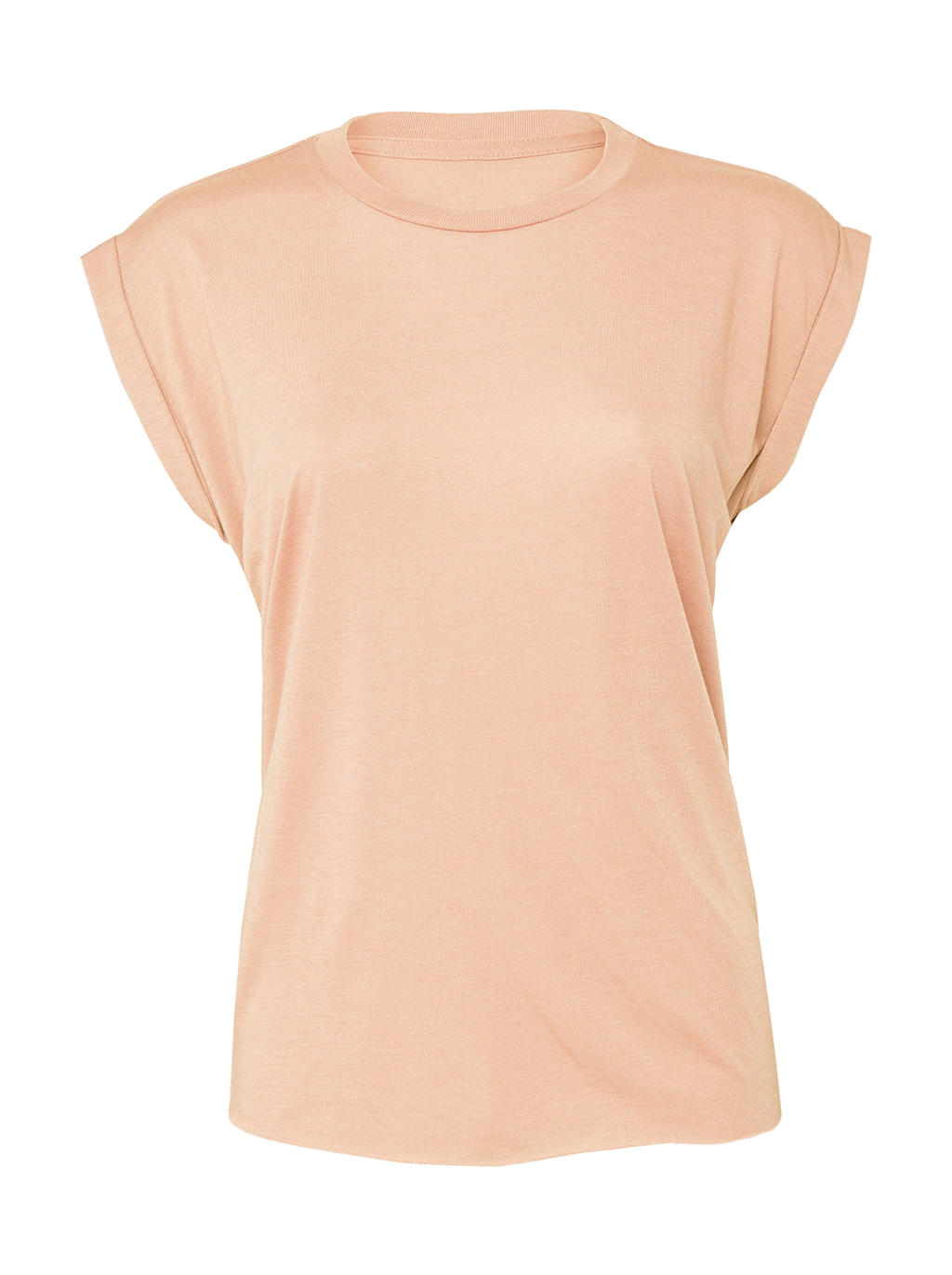  Womens Flowy Muscle Tee Rolled Cuff in Farbe Peach