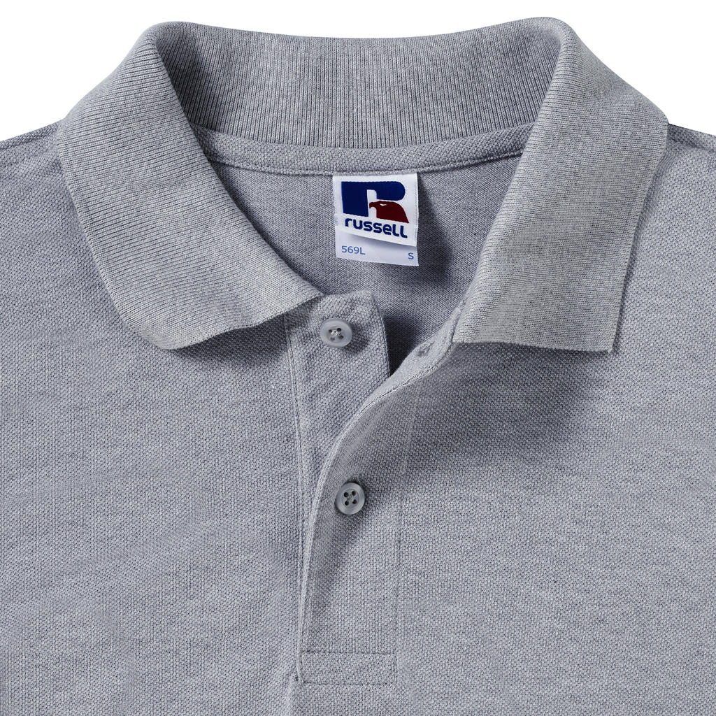  Long Sleeve Classic Cotton Polo in Farbe White