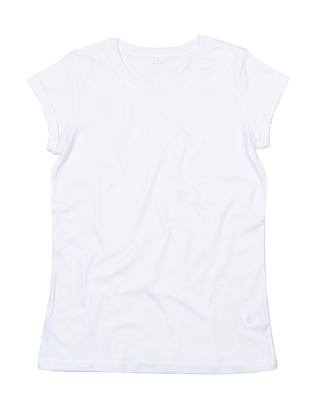  Womens Organic Roll Sleeve T in Farbe White