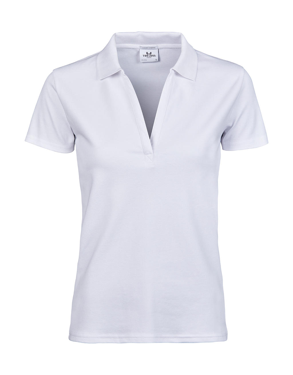  Womens Luxury Stretch V Polo in Farbe White