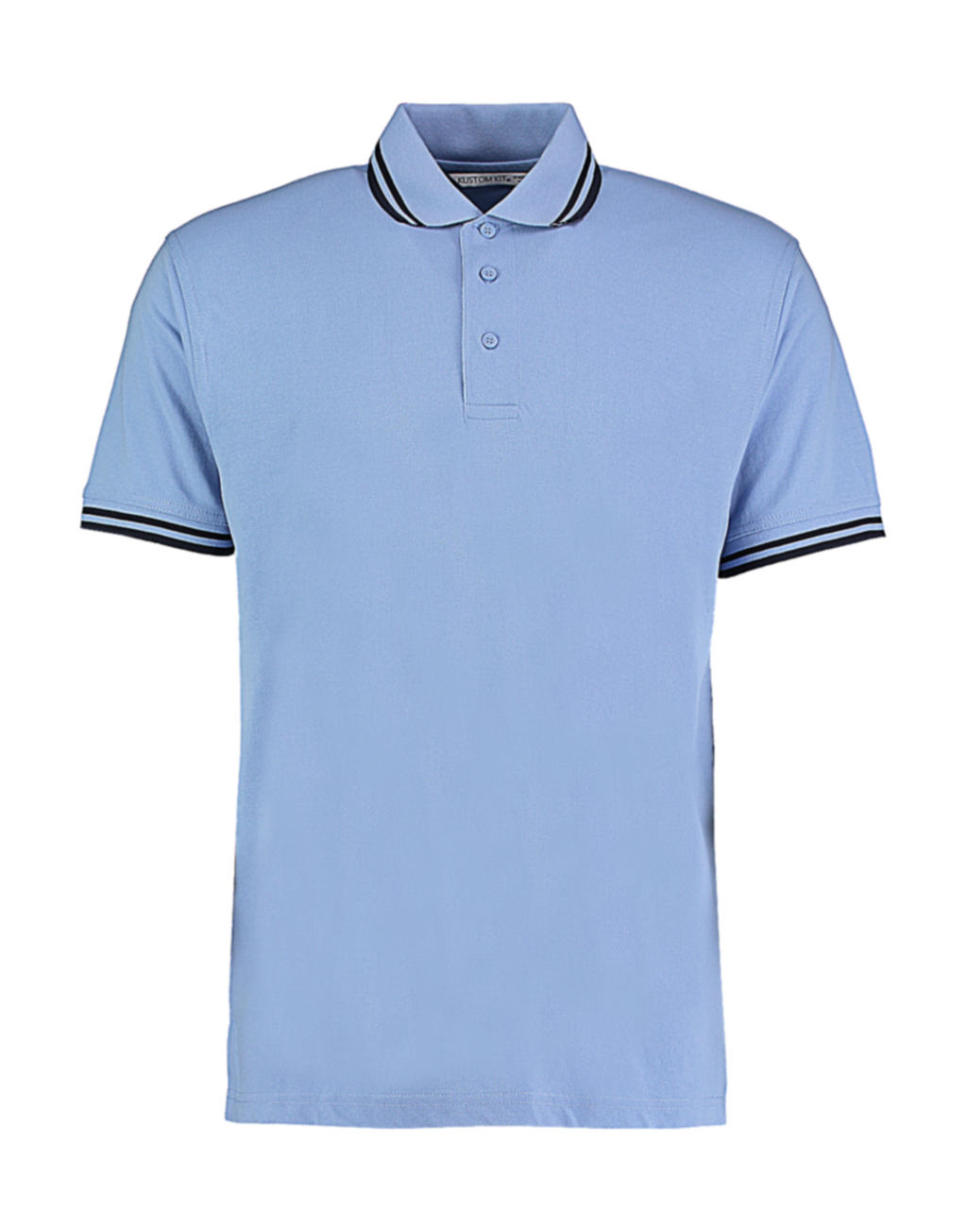  Classic Fit Tipped Collar Polo in Farbe Light Blue/Navy
