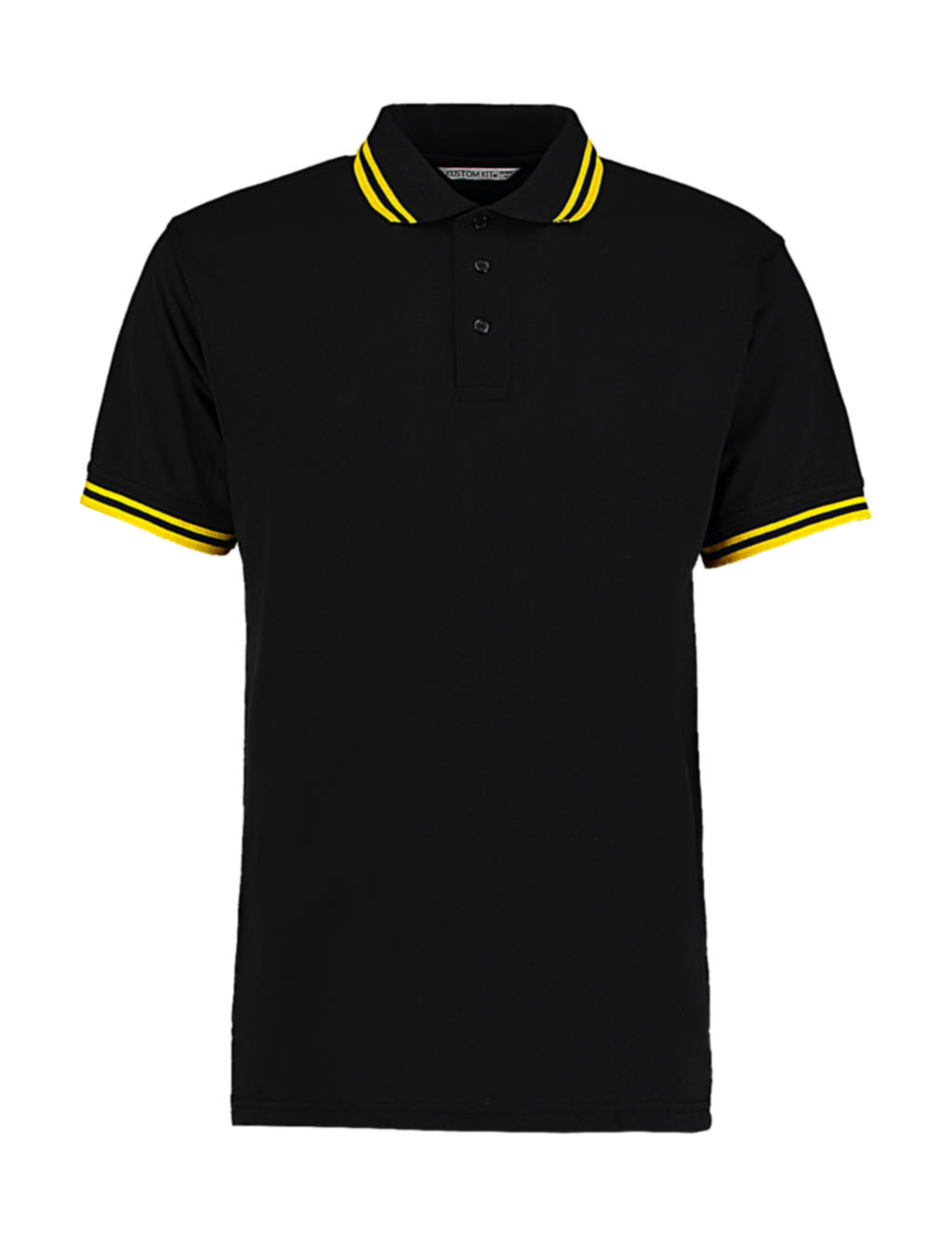  Classic Fit Tipped Collar Polo in Farbe Black/Yellow