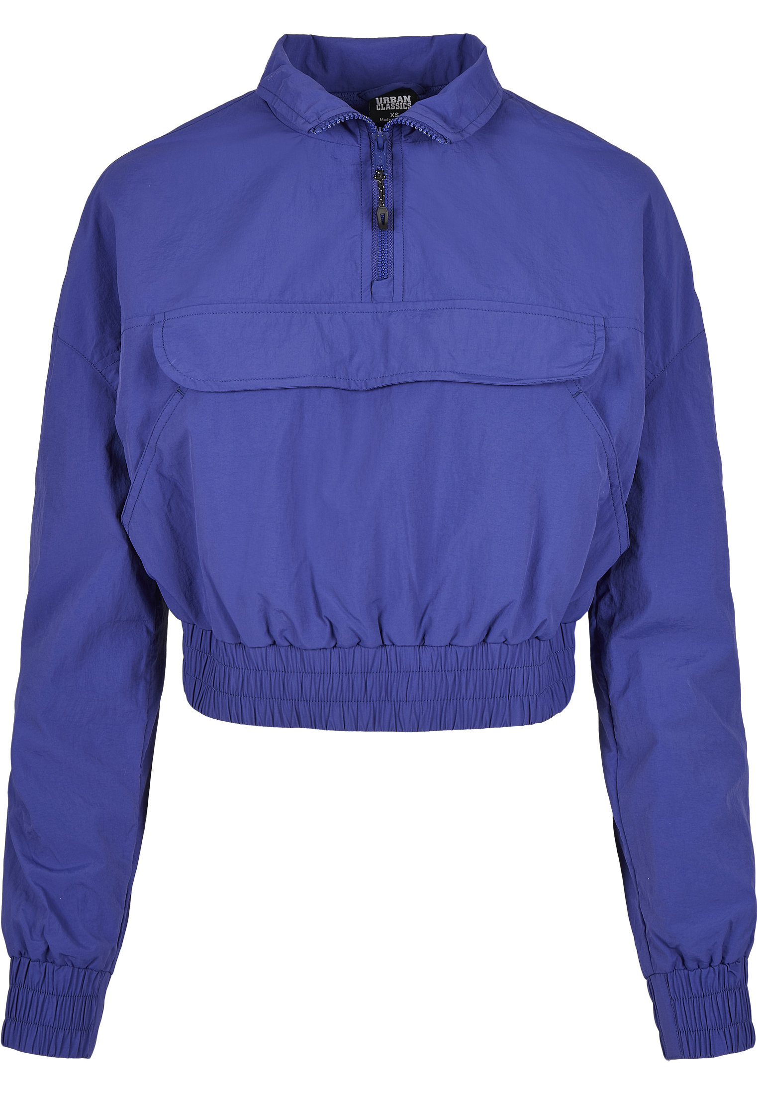 Curvy Ladies Cropped Crinkle Nylon Pull Over Jacket in Farbe bluepurple
